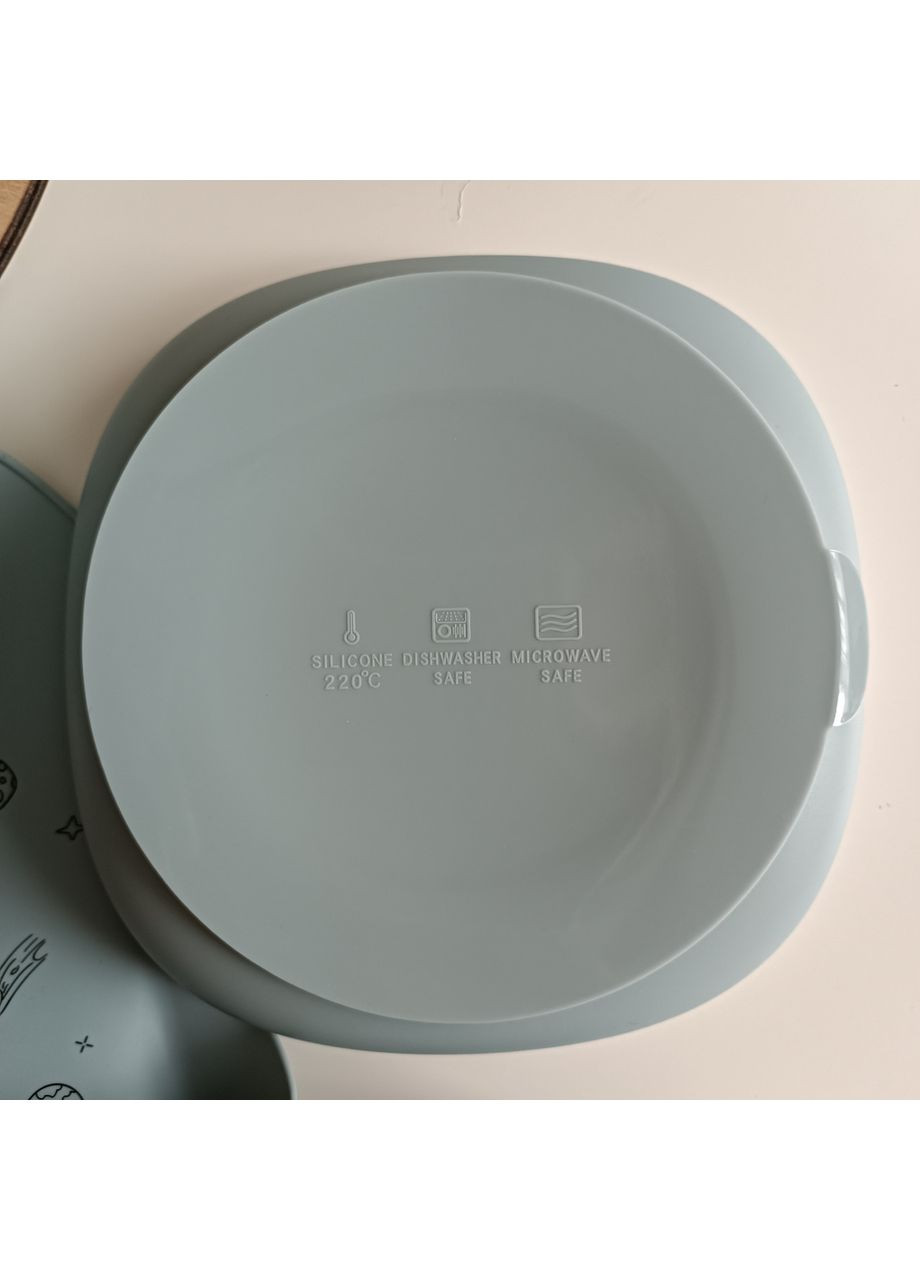 Дитячий набір силіконового посуду для хлопчика Колір дасті блу 7 од (0267) No Brand (368999856)