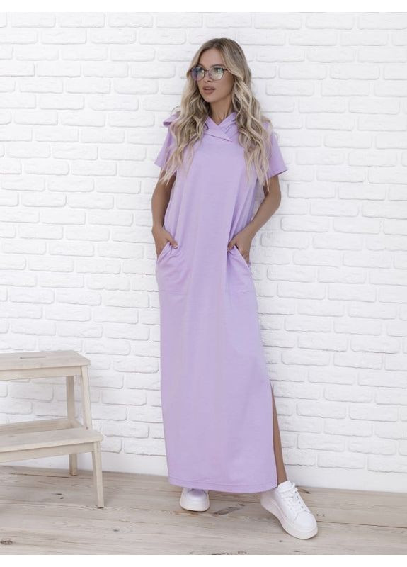 Комбінована сукня 12091 бузкова ISSA PLUS однотонна