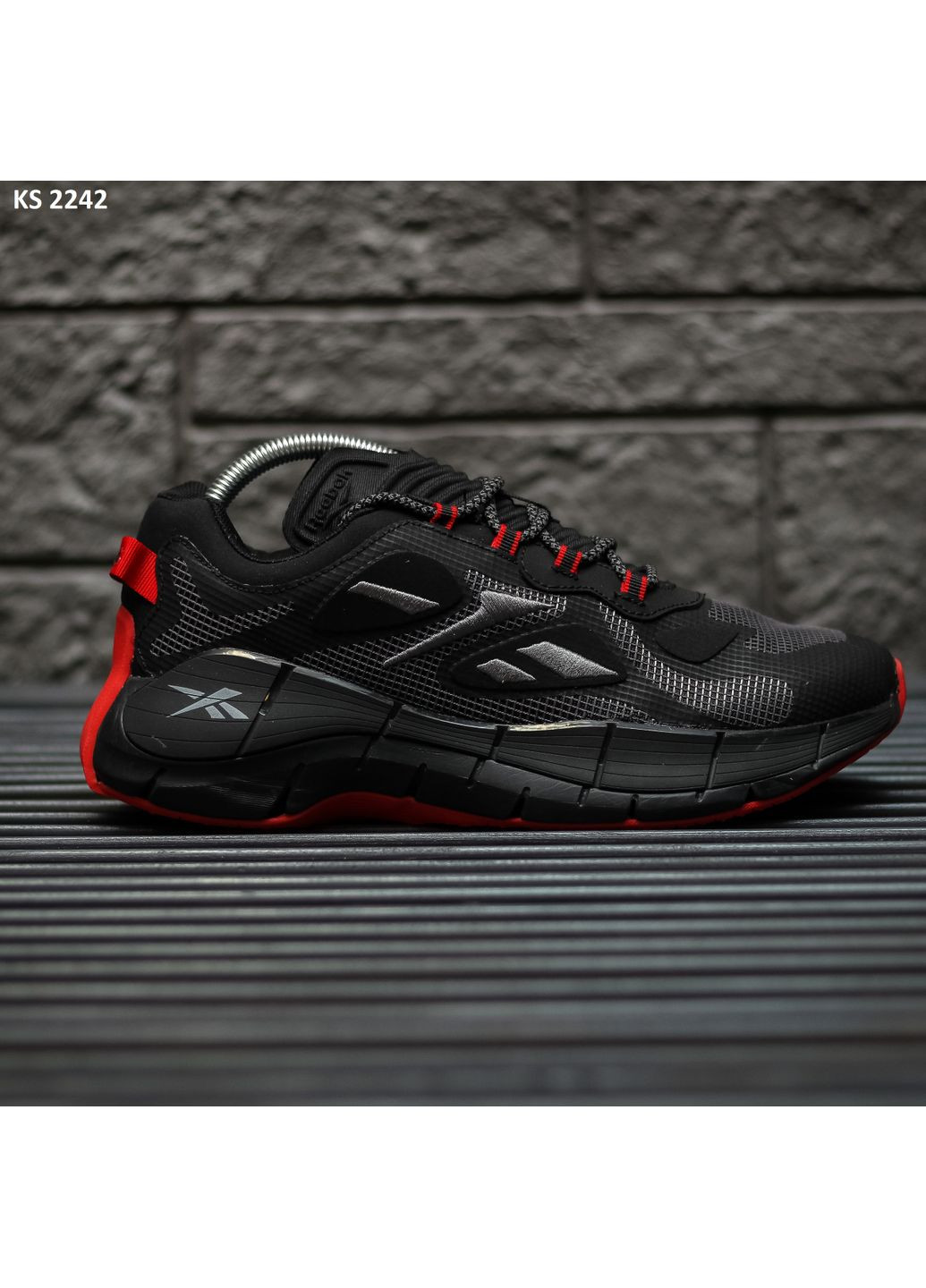 Сірі Осінні кросівки чоловічі reebok zig kinetica ii gray red рібок зіг кінетіка No Brand