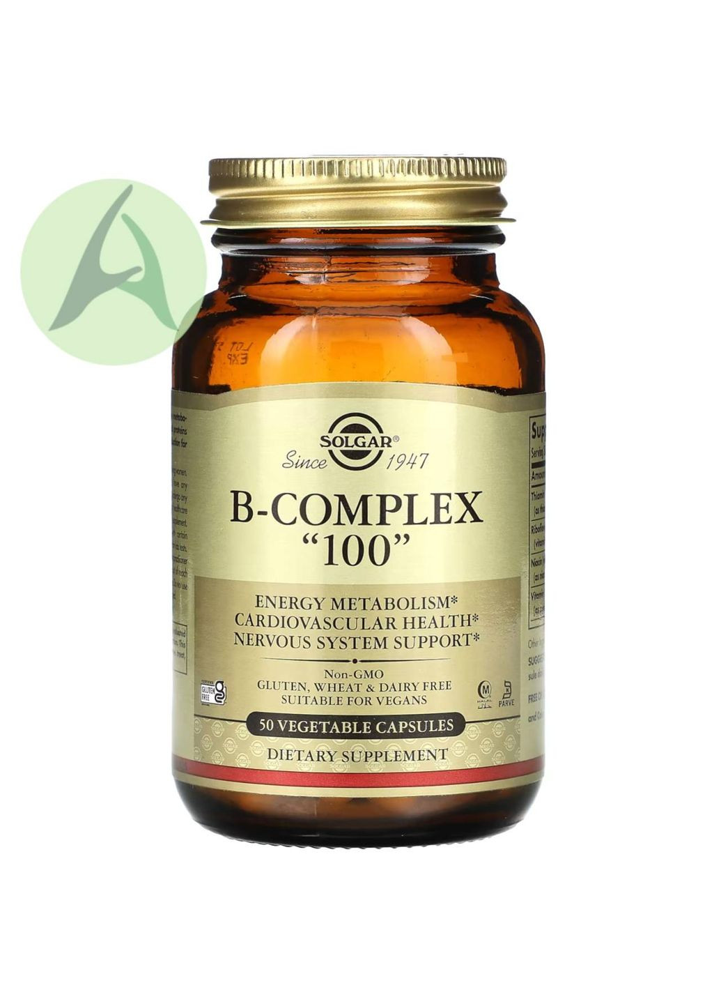 Комплекс вітамінів групи B, В-100, 50 капсул Solgar (362191353)