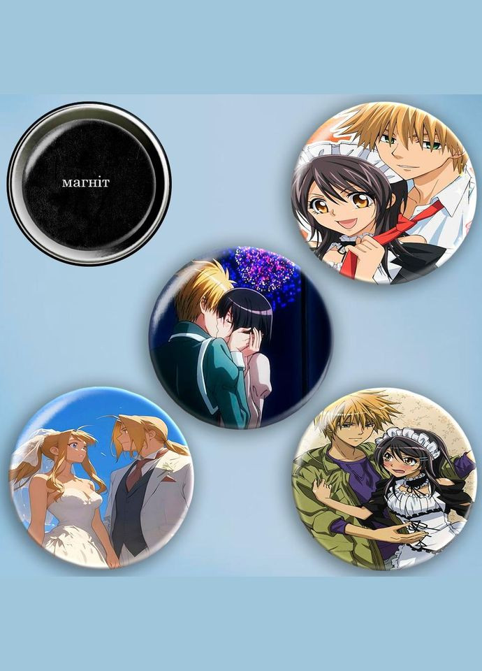 Фотомагниты 4 шт круглые магниты набор Староста горничная 56 мм #0146 черный No Brand (309152149)