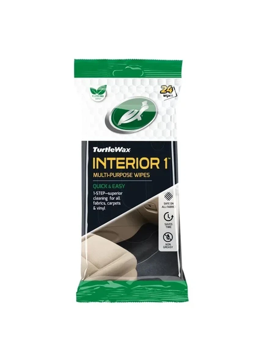 Салфетки для салона Interior 1 Wipes 24 шт, очистка тканини та пластику авто, удаление пятен и запахов Turtle Wax (403251914)