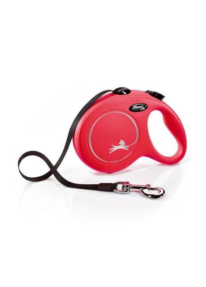 Поводок-рулетка New Classic для собак, с лентой, размер L 5 м/50 кг (красная) Flexi (330982008)