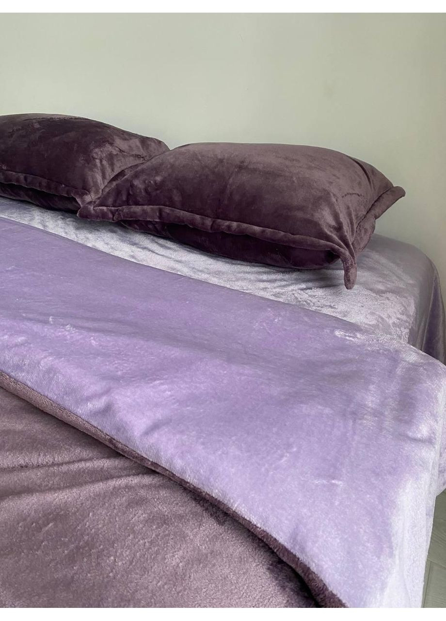 Постільна білизна Баклажановий + Бузковий, плюш Двухспальний розмір, наволочки 50/70 No Brand (363191626)