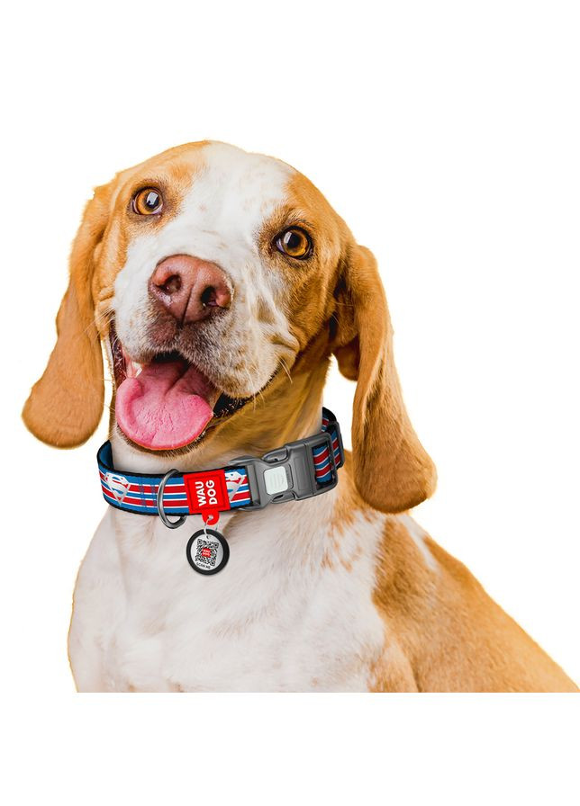 Нашийник для собак Nylon c QR паспортом, світловідбивний, малюнок "Супермен Ретро", L, Ш 25 мм, Дл 33-49 см WAUDOG (330636342)