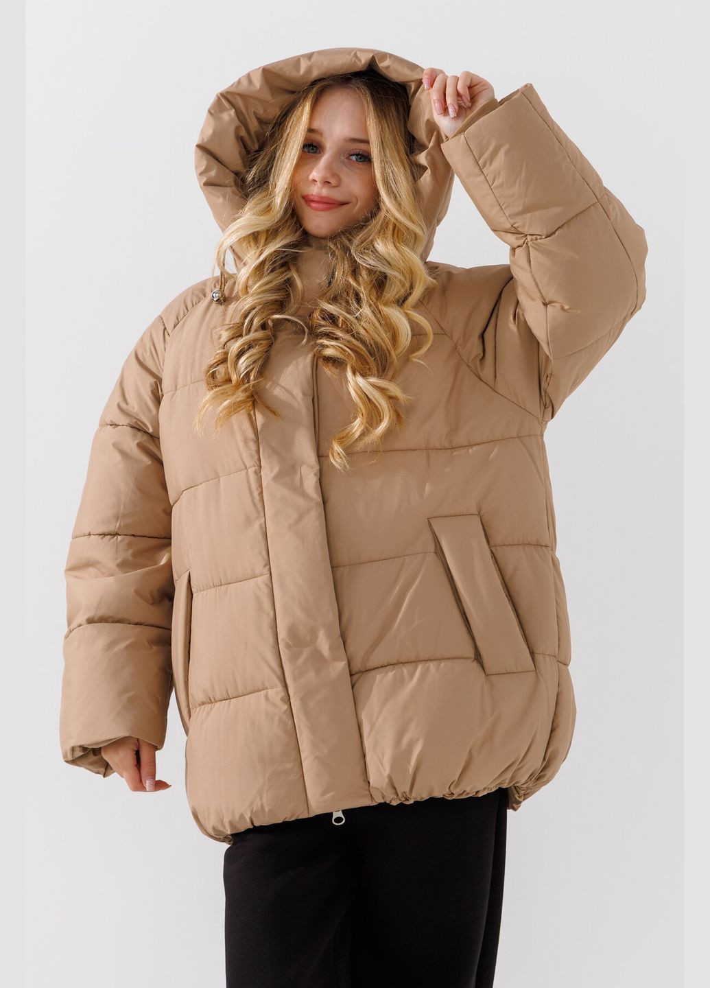 Бежева зимня куртка для дівчинки ys-31 158 см shop (2000990600219) No Brand