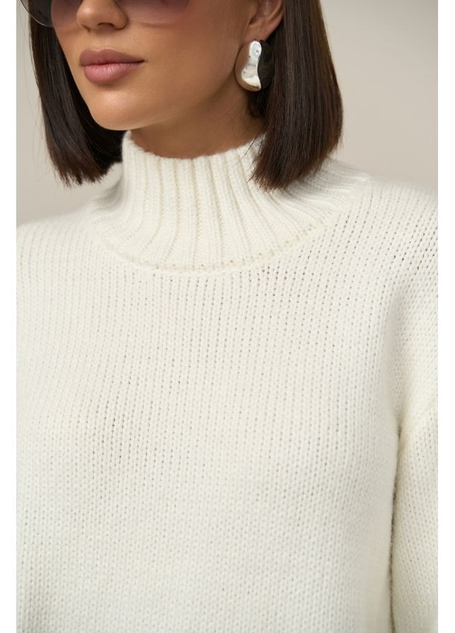 Молочный демисезонный теплый свитер из шерстяной пряжи (2846) Triko Bakh