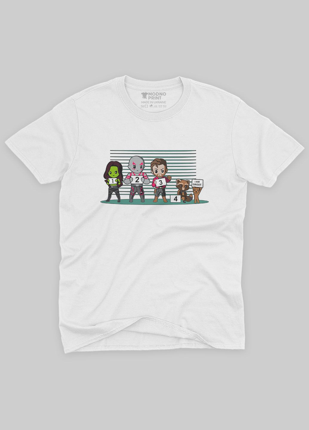 Белая демисезонная футболка для мальчика с принтом супергероев - стражи галактики (ts001-1-whi-006-017-009-b) Modno