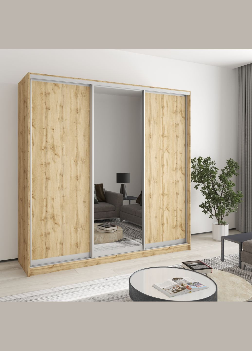 Шафа-купе тридверна Комбо AL 2ДСП/Дзеркало 210x45x210 см (MBS-4276) MebelStar (346489901)