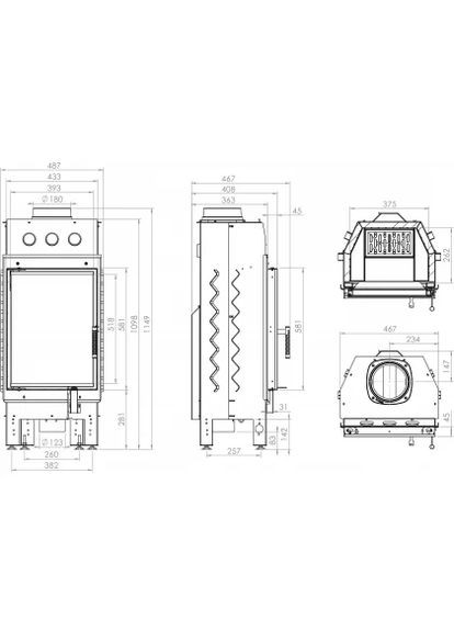 Каминная топка ALBERO AL9S.V-D Hitze (370385001)