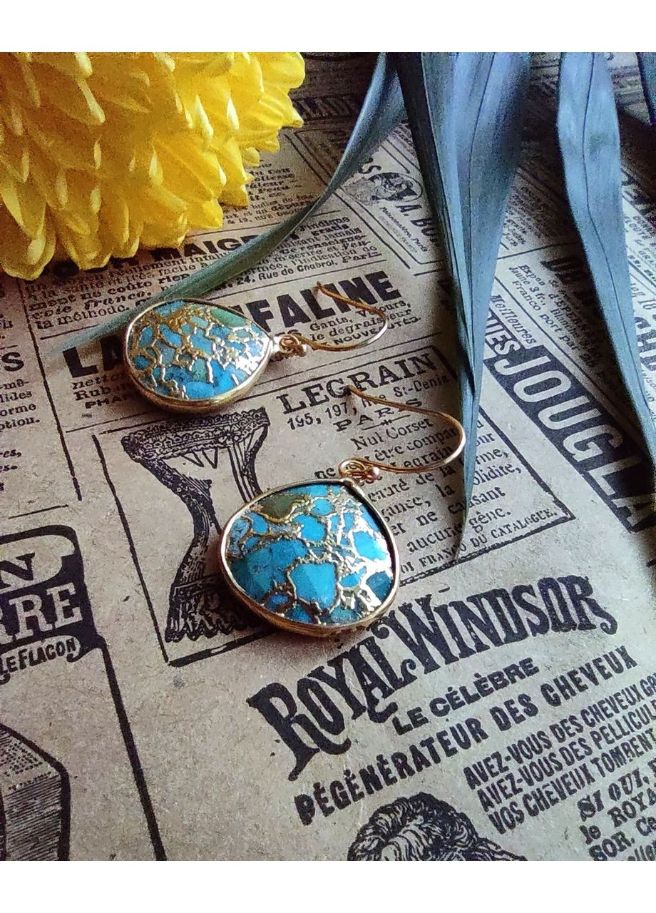 Серьги с натуральной бирюзой. P&S (370792326)