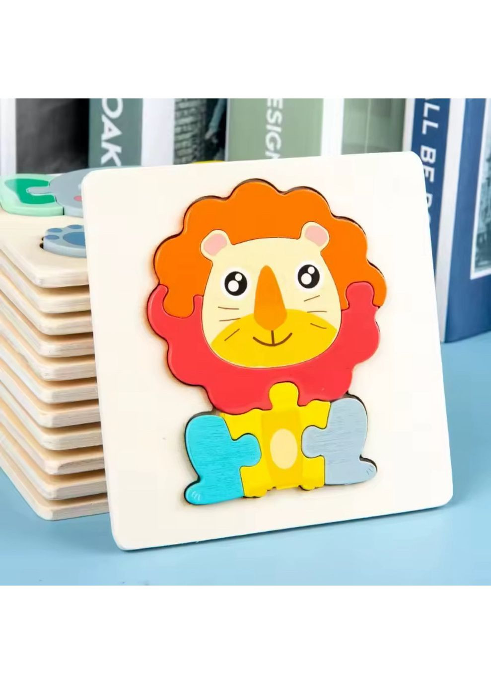 Дитячий дерев'яний пазл Левеня, дитячі розвиваючі еко-іграшки пазли China (369391386)