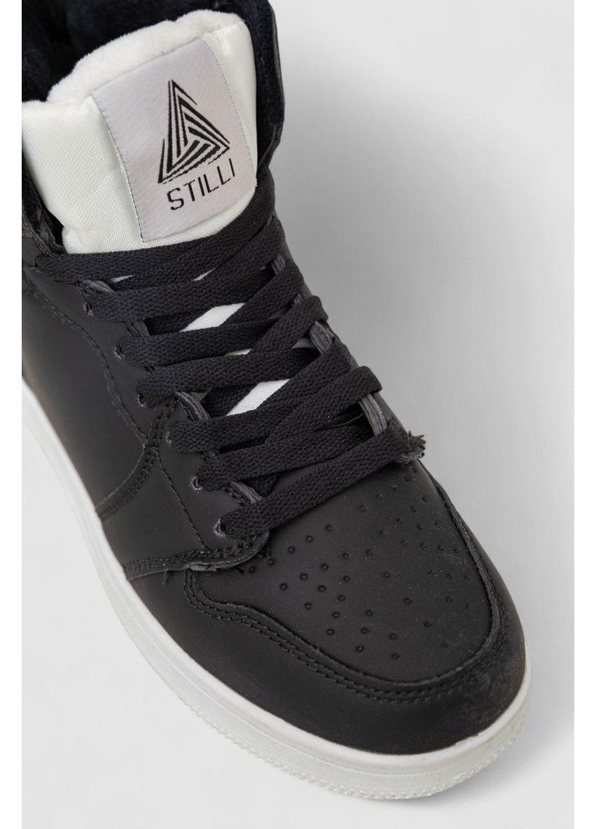 Кросівки жіночі зимові на хутрі,, 248RH1030 No Brand чорно-білі (368704364)