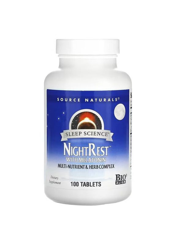 Натуральна добавка Sleep Science NightRest Melatonin, 100 таблеток Source Naturals (338379664)