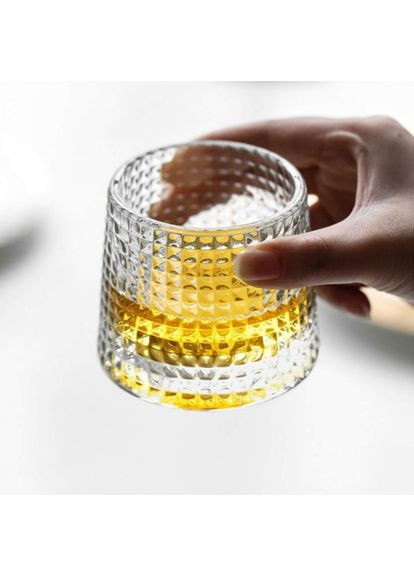 Склянка для виски, що обертається, Юла скляний бокал для напоїв з дерев'яною підставкою ProDobro (365440426)