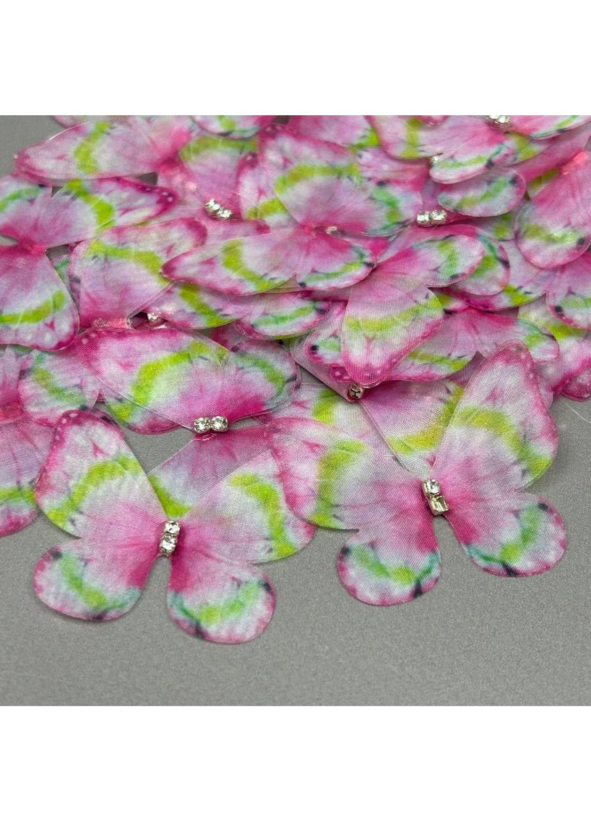 Шифоновий метелик двошаровий зі стразиком 3,5 см - рожева Plus-plus (352745814)