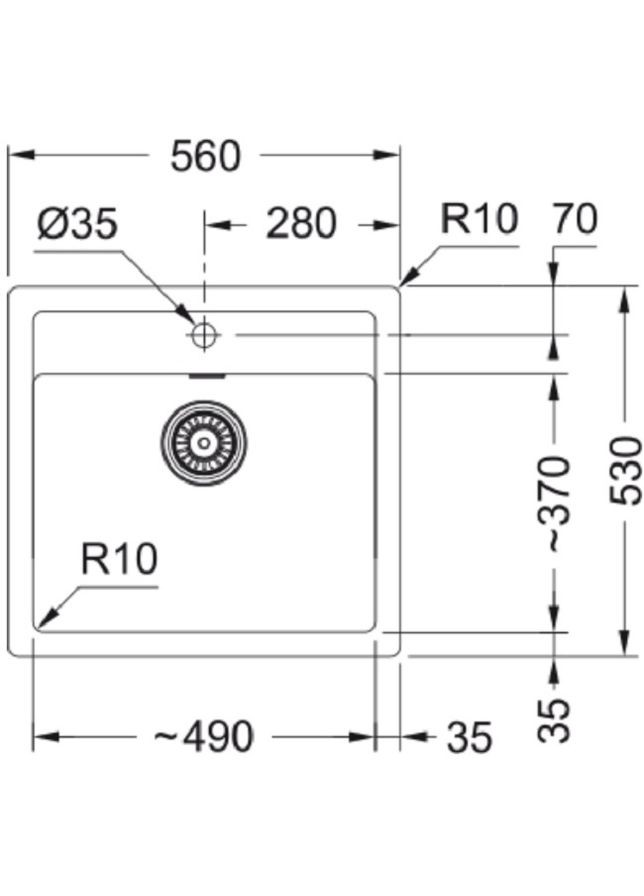 Мийка кухонна Sirius тектонайт, прямокут., без крила, 560х530х200мм, чаша - 1, врізна, чорний FRANKE (330028827)