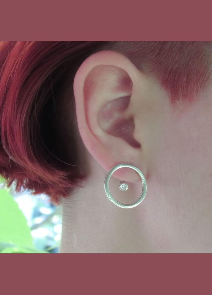 Срібні сережки джекети "Коло" круг No Brand (350667127)