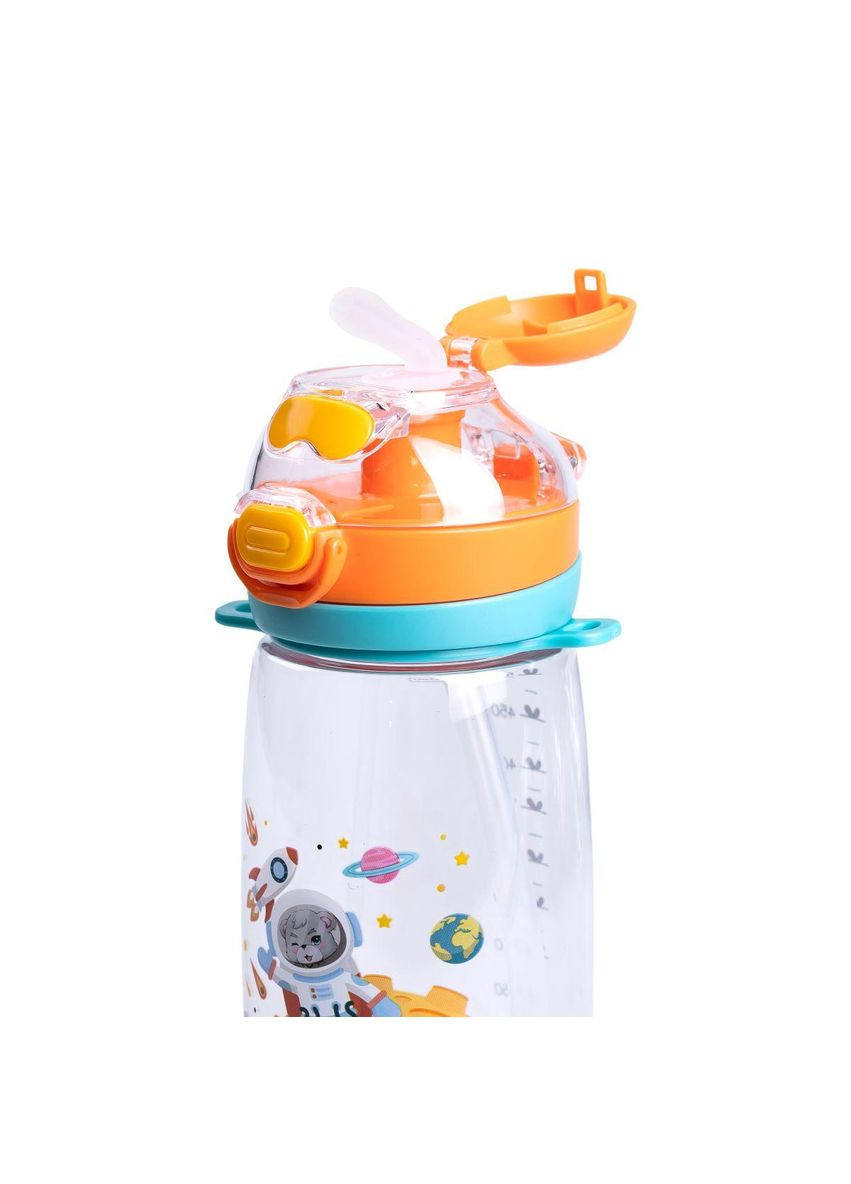 Бутылка для воды детская 550 мл с ремешком и трубочкой для спорта и школы 20 см Оранжевая HP-14-45O Yiwu (369142700)
