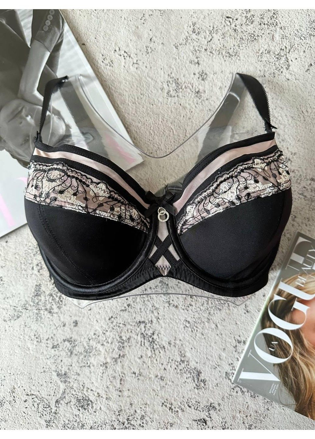 Чорний чорно-бежевий бюстгальтер d м'яка чашка напівпоролон Lanny Mode