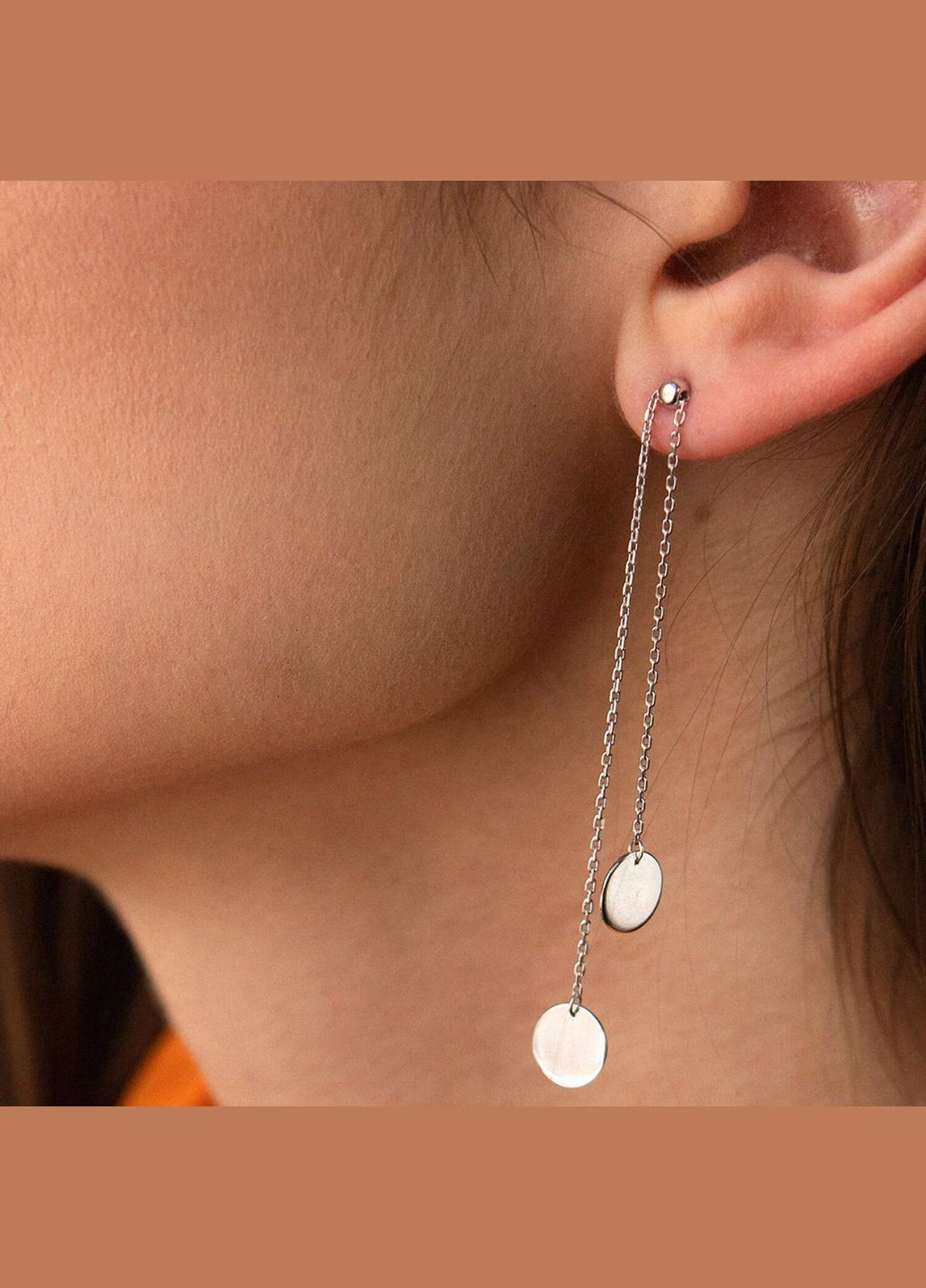 Срібні сережки Монетки на ланцюжку 902-01112 Oniks (271693867)