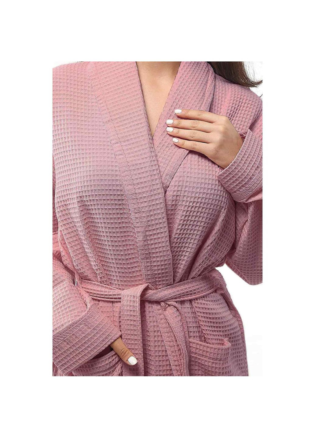 Вафельний халат Кімоно 100% бавовна 360 г/м2 (Рожевий) GM Textile (264189096)