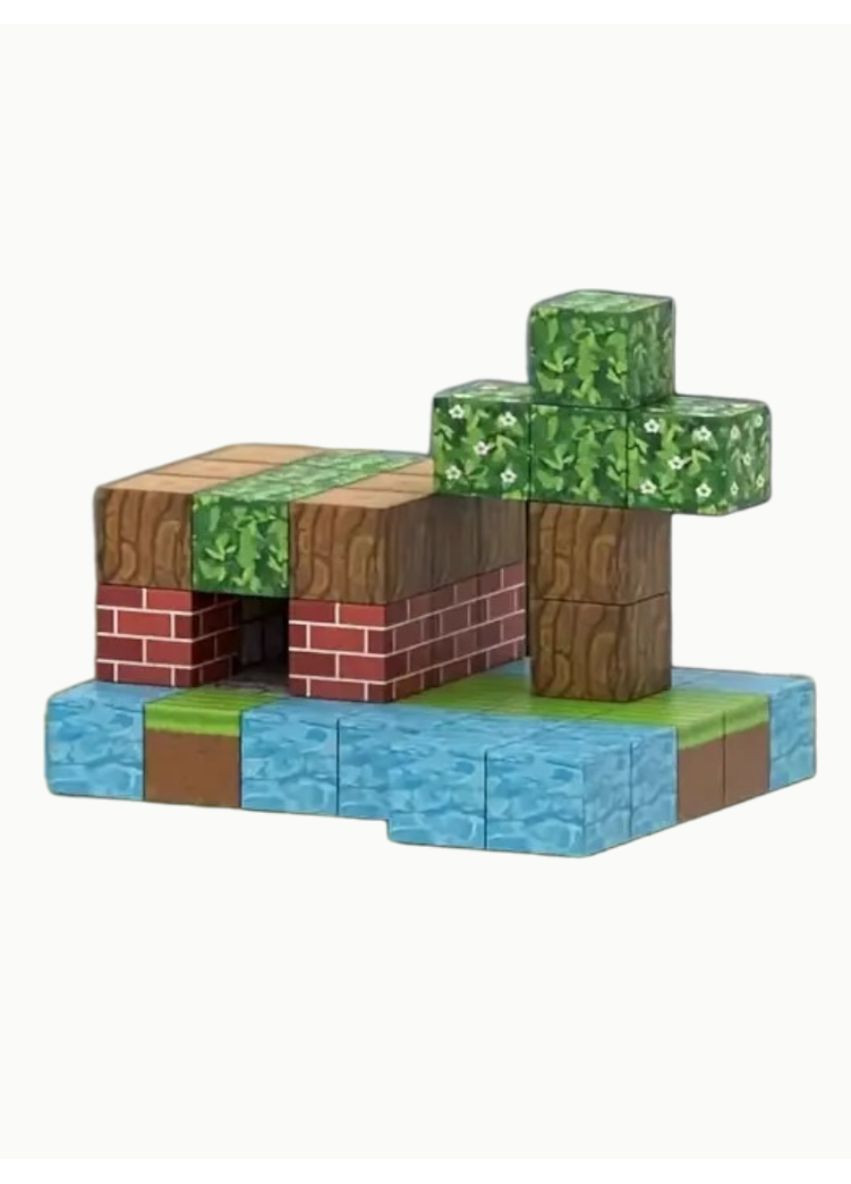 Конструктор майнкрафт магнітний кубики конструктори Magnetic Cube 48 деталей для дорослих та дітей minecraft No Brand Джунглі амазонки (358930669)