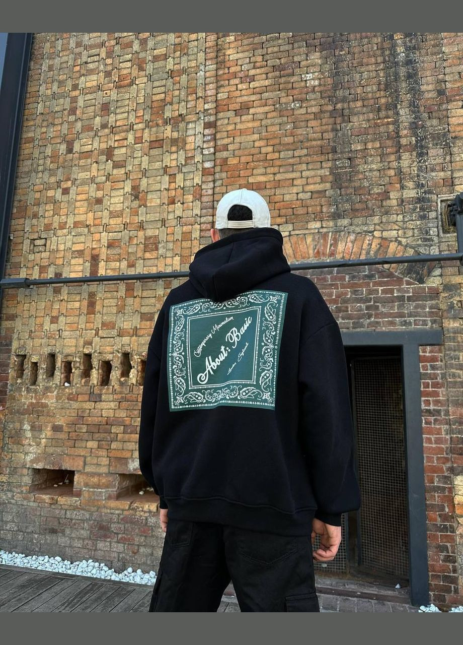 Стильное мужское демисезонное худи черное No Brand (301914320)