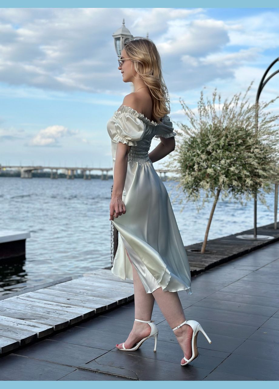 Айвори женское платье миди из шелка армани шампань Maybel