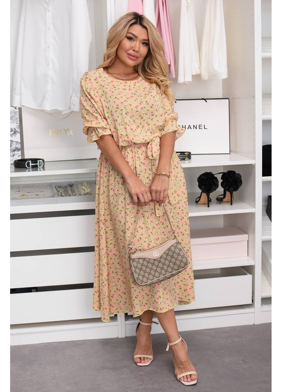 Бежева повсякденний, кежуал жіноча сукня міді а-силует Style Point однотонна