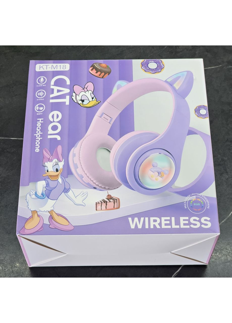 Накладные беспроводные наушники Cat ear KT-M18 Bluetooth RGB Light с микрофоном и подсветкой No Brand (353497725)