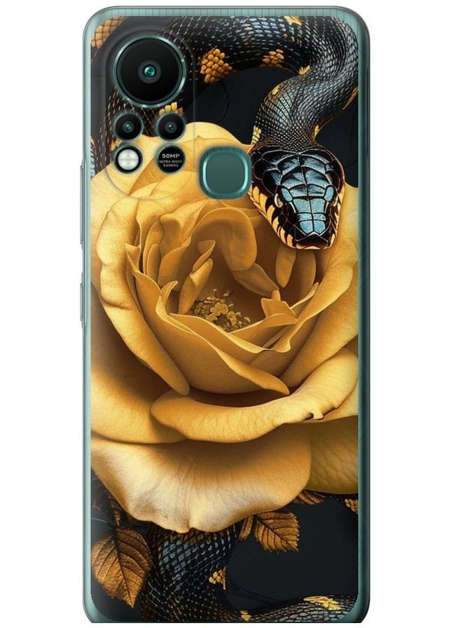 Силіконовий чохол 'Black snake and golden rose' для Endorphone Infinix Hot 11S (286767402)