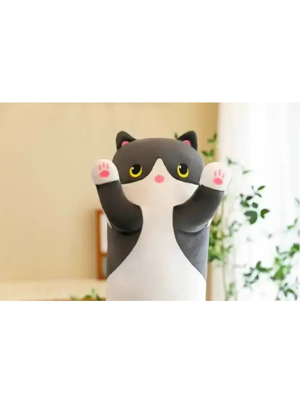 М'яка іграшка обіймашка подушка антистрес довга плюшева кішка кіт Батон для дітей дорослих 70 см (477402-Prob) Чорна Unbranded (296984602)