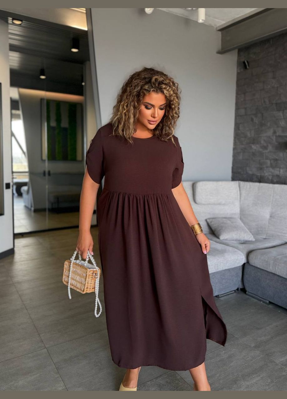 Темно-коричнева повсякденний, кежуал жіноча сукня літня Style Point однотонна