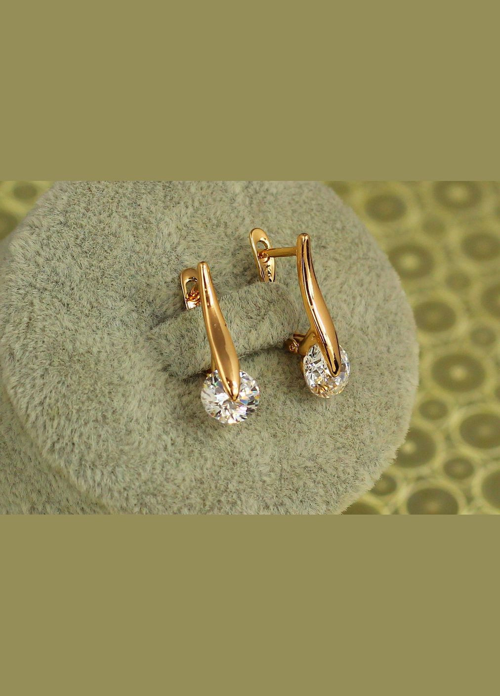 Сережки Повітруля з білим каменем 2 см золотисті Xuping Jewelry (326599657)