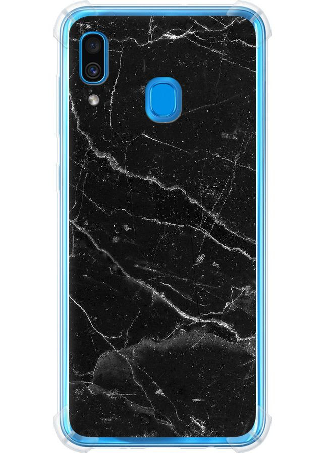 Силіконовий протиударний с посиленими кутами чохол 'Чорний мармур v2' для Endorphone Samsung Galaxy A30 2019 A305F (316647354)