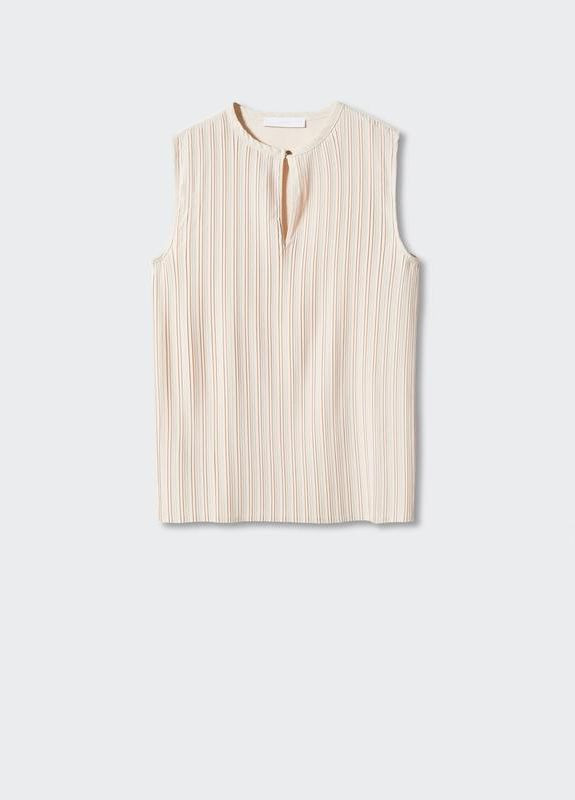 Молочная топ блузка плиссе базовая молочная Mango