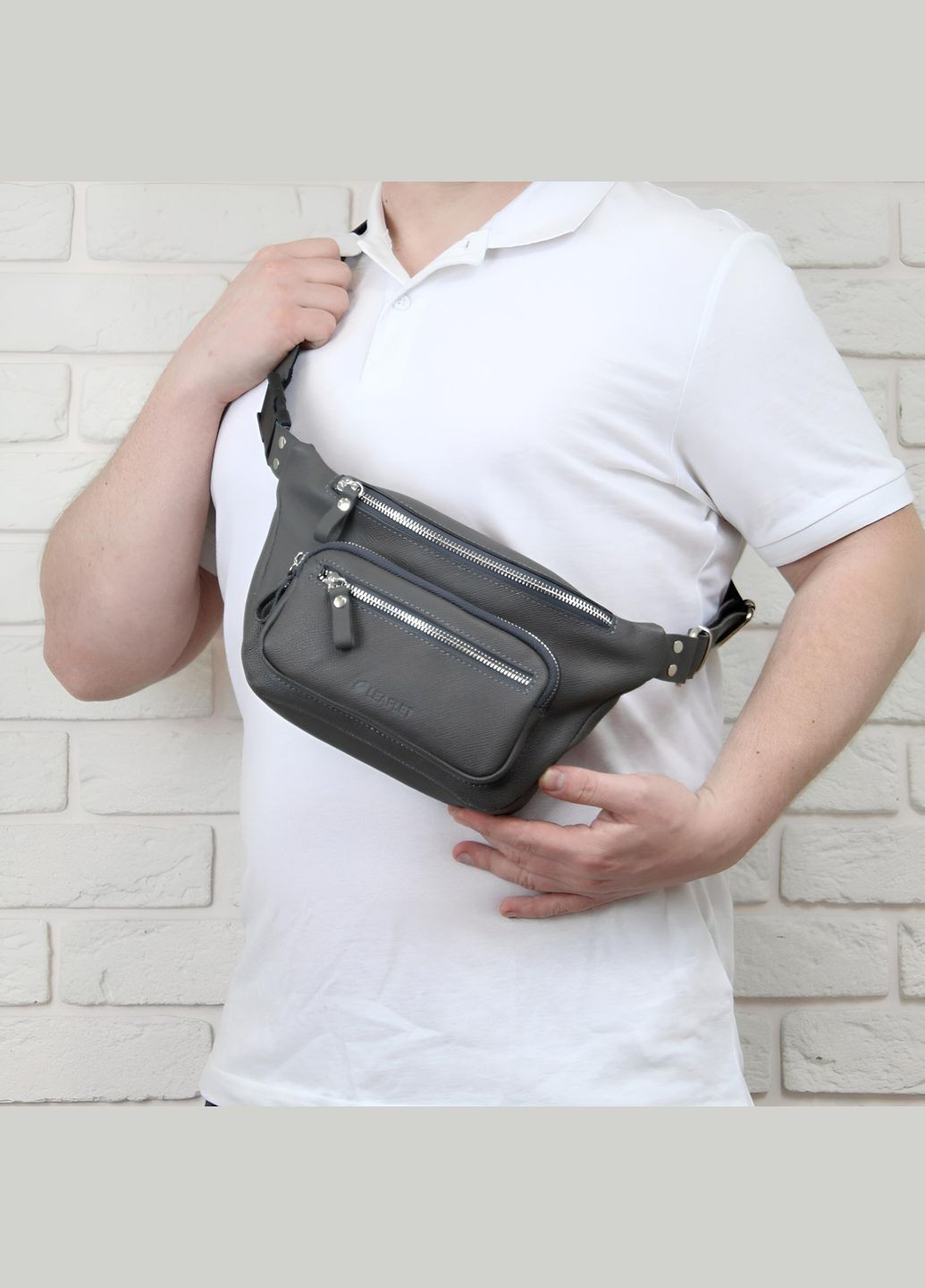 Сумка поясна, шкіряна, бананка, чоловіча Leaflet STOK (294945189)