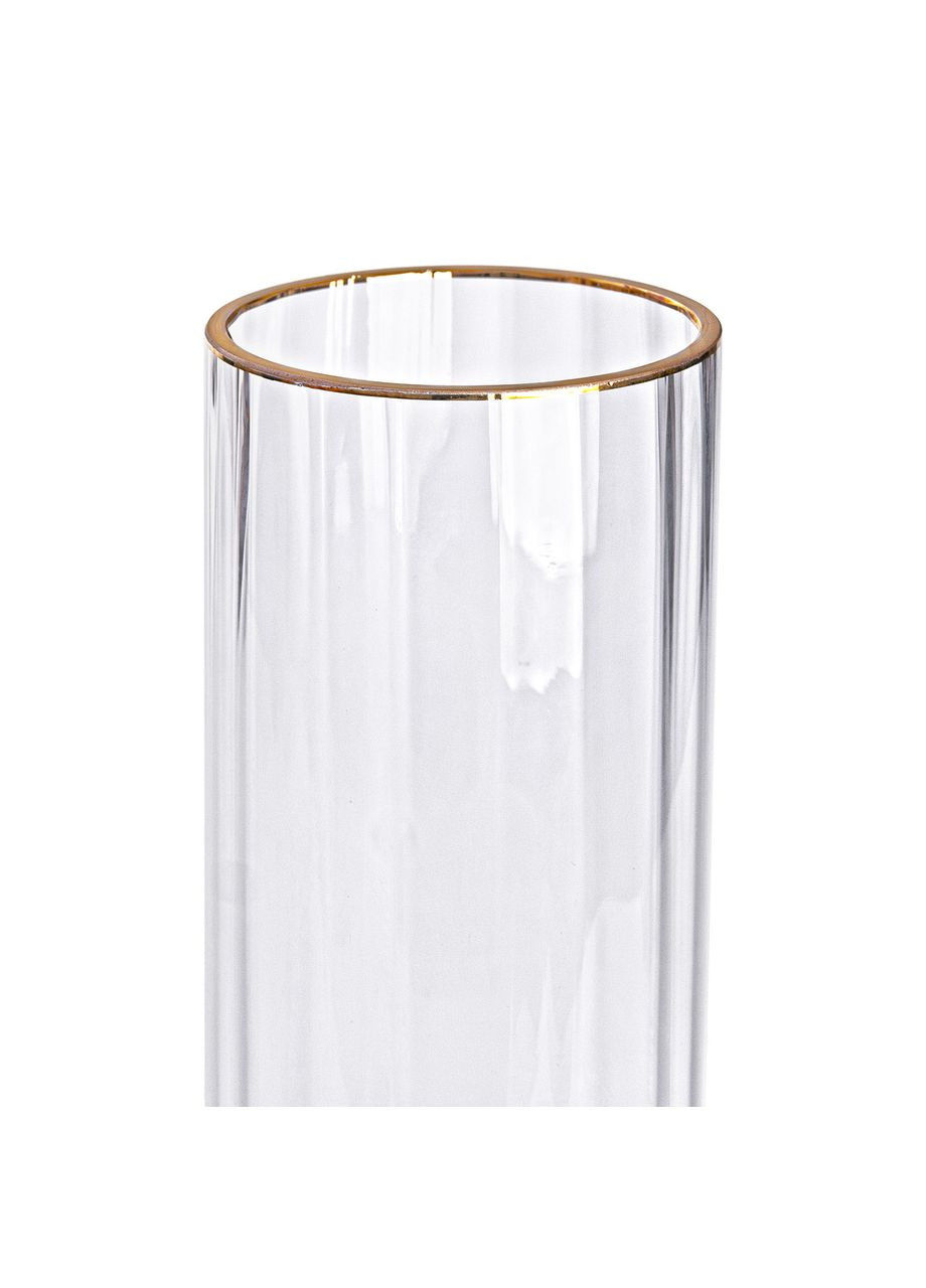Цветочная ваза Sandera стеклянная 25 см, прозрачная с золотым ободком Yiwu (322198937)