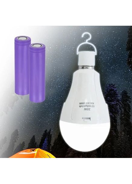 Потужна світододна лампочка в патрон аварійного освітлення 20W Е27 до 4-6 годин світла від акумулятора Po Fanu (368833481)