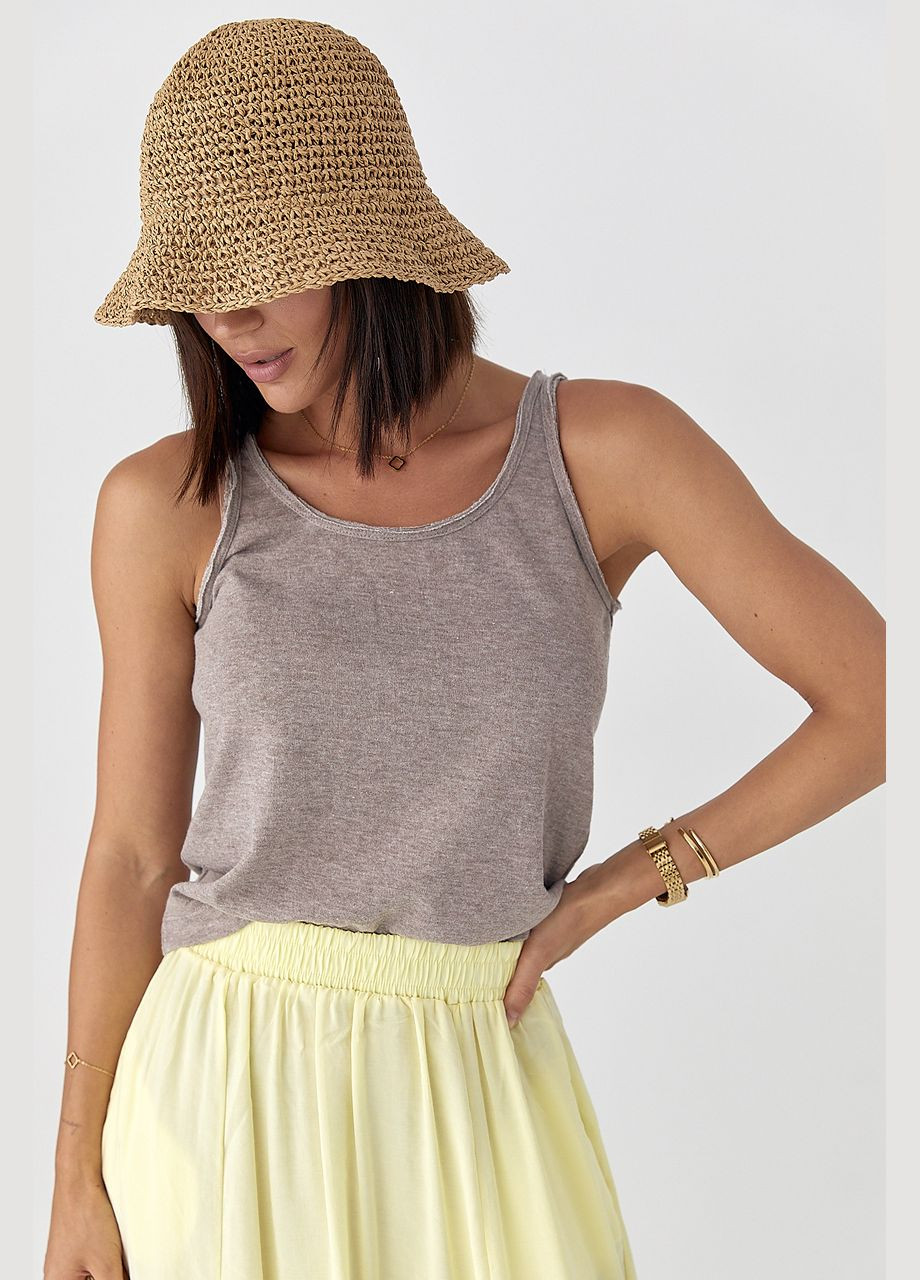 Женская однотонная майка с необработанной окантовкой - молочный цвет Lurex — 340917652