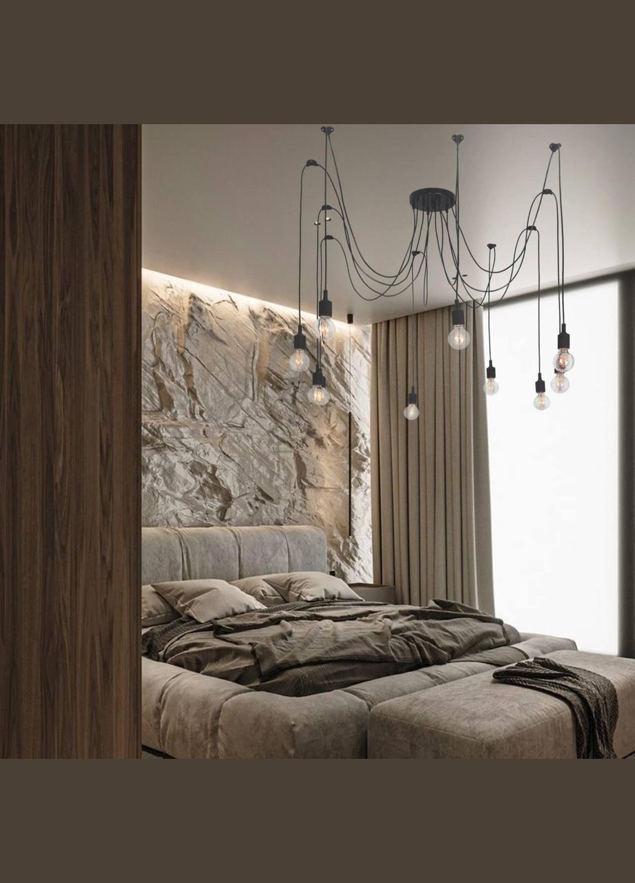 Чорна люстра "Павук" в стилі лофт (20-81040-10 BK) No Brand (370071373)