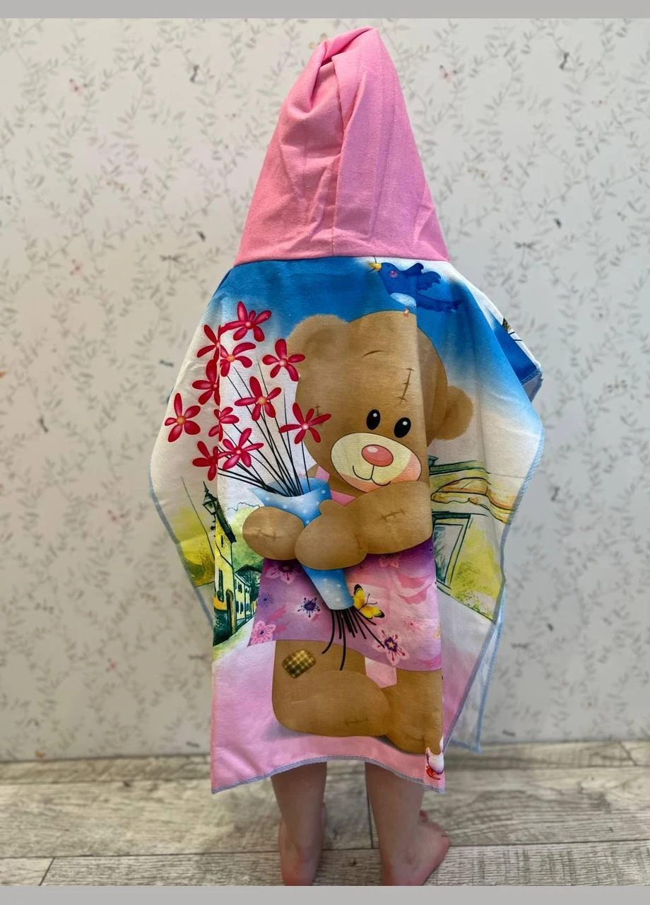 Детское пляжное пончо с мишками до 7лет из микрофибры (П4К-poncho-001) No Brand (323160793)