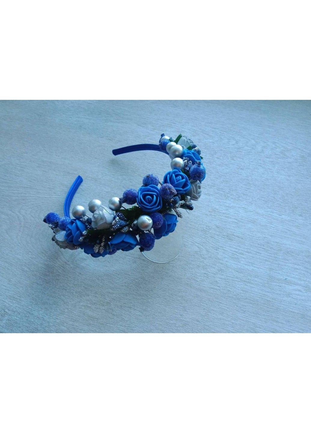 Вінок для волосся / віночок на голову з синіми трояндами, обруч No Brand (338863069)