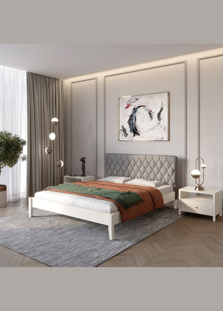 Полуторне дерев'яне ліжко Венеція ДК (S2005Y50R)/Аляска 93 (Сірий) 120х190 см Mebigrand (366085675)