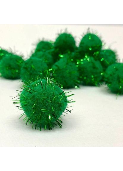 Помпони люрекс 2,5 см, 25 од/упаковка зелені Plus-plus (360890832)