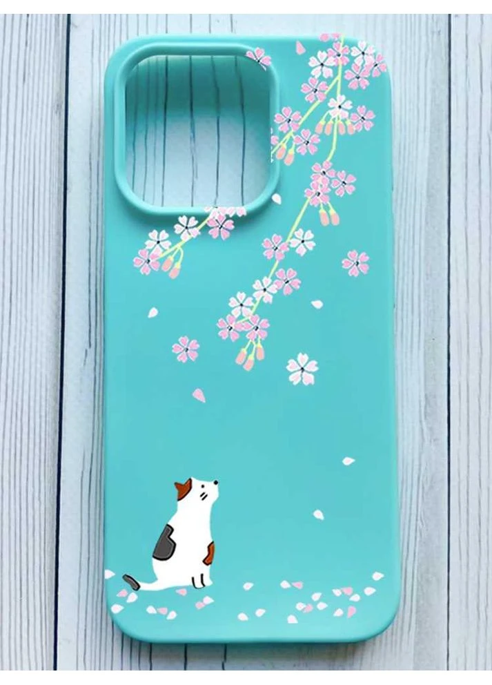 Матовый чехол на iPhone 16 Pro Котик и сакура (принт 283) Silicone Case (359497680)