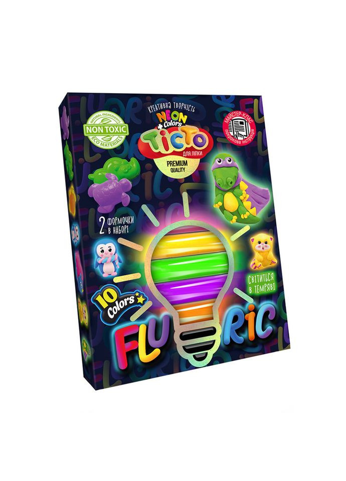 Тесто для лепки "FLUORIC" TMDFL10-01U-04U 10 цветов Вид 2 Danko Toys (304407193)