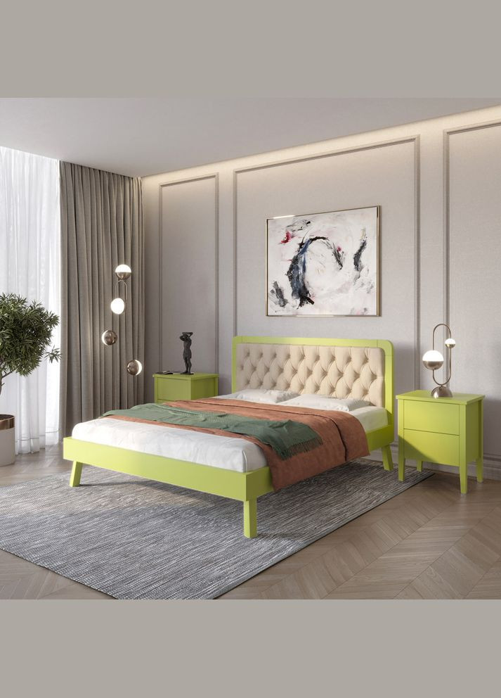 Односпальне дерев'яне ліжко Токіо (S3050G70Y)/Аляска 23 (Бежевий) 90х190 см (MBG-11193) Mebigrand (366085976)