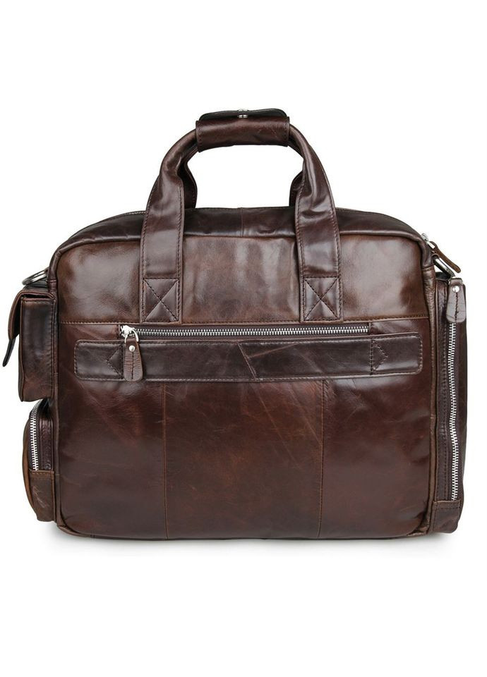 Сумка чоловіча через плече шкіряна портфель для документів А4 планшет в дорогу для телефону Темно-коричневий 34286 John McDee (331862433)